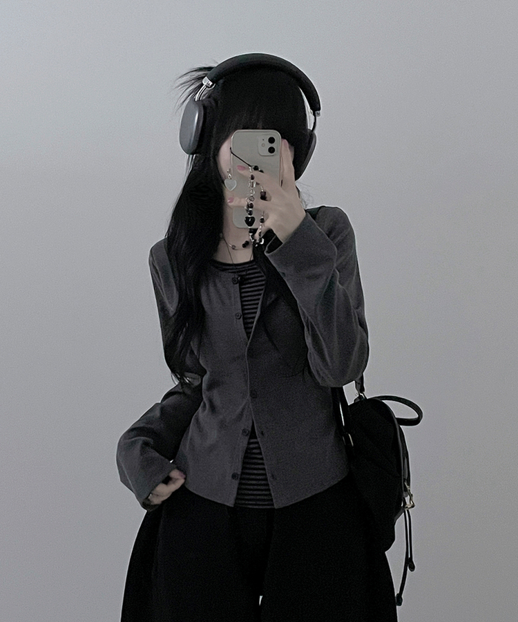 ーダーレイヤードカーディガン CHARCOAL