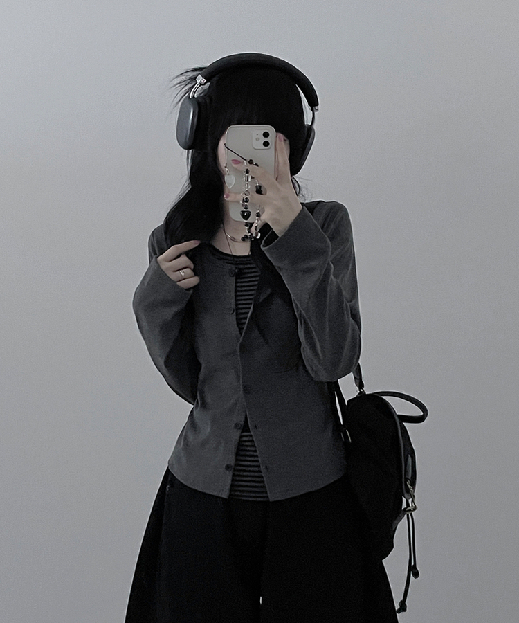 ーダーレイヤードカーディガン CHARCOAL