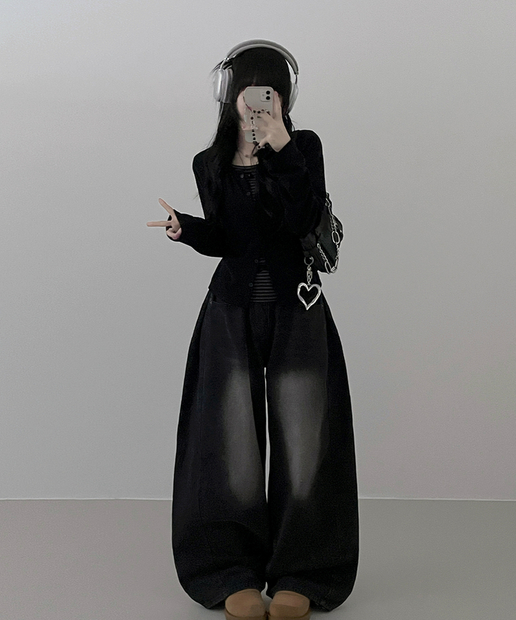 ーダーレイヤードカーディガン BLACK
