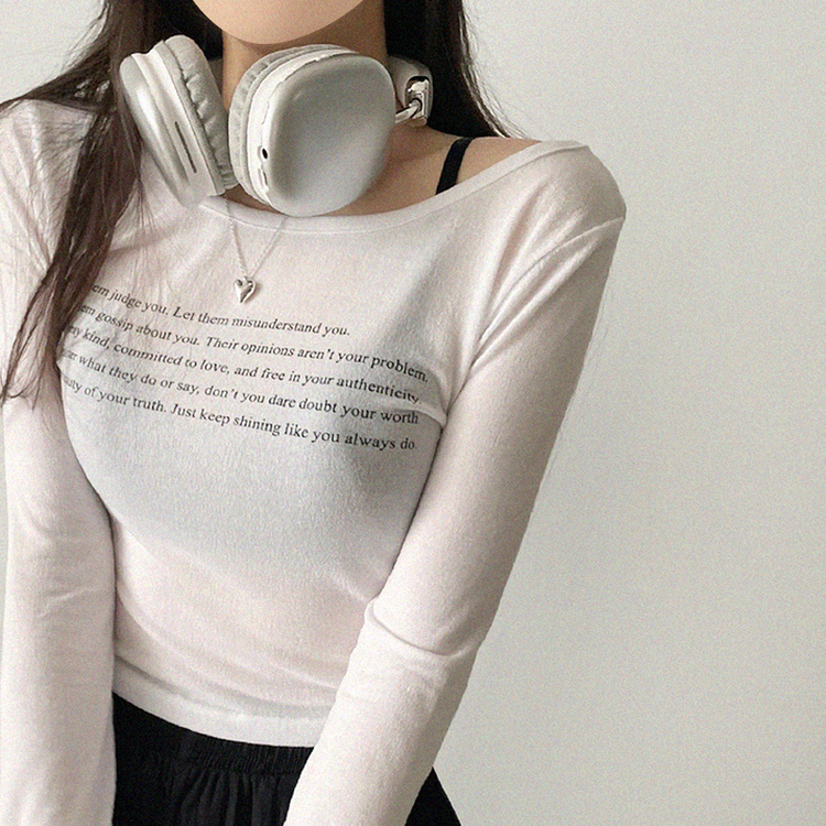 レタリングシースルークロップ長袖Tシャツ(5color) IVORY