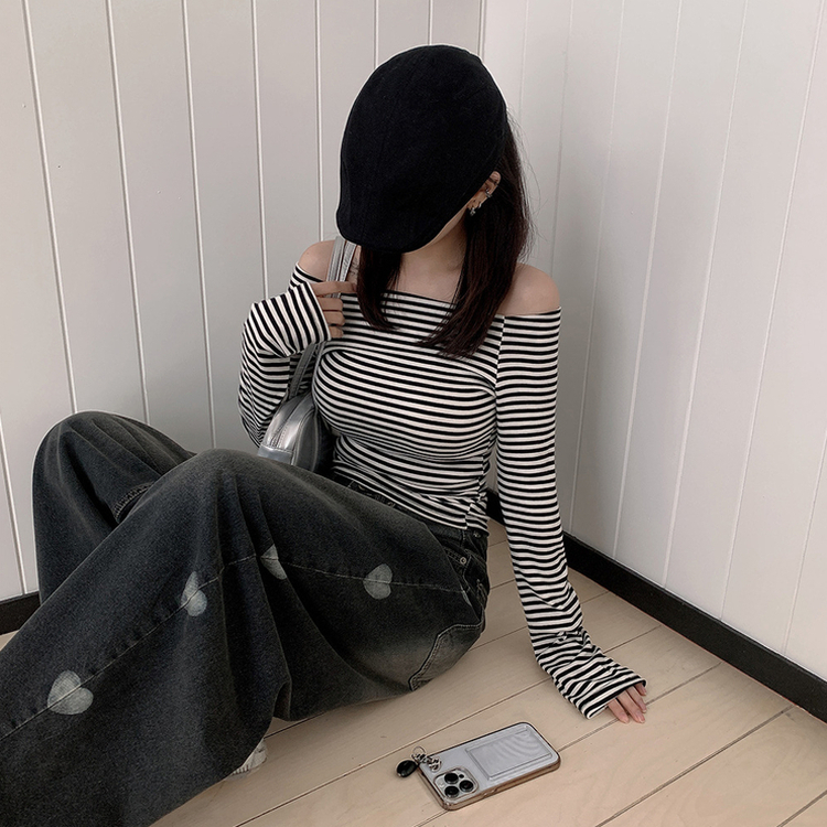 ハートプリンティングワイドデニムパンツ BLACK DENIM