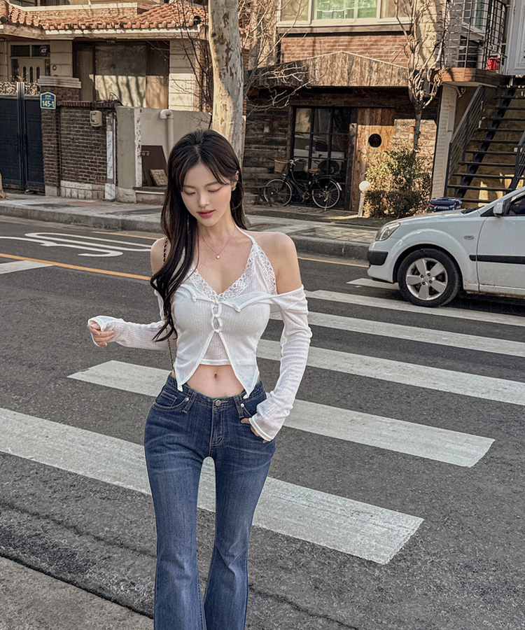 ホルターレースボタンキャミソールTシャツ IVORY