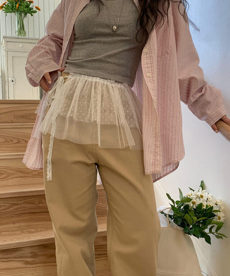 レースレイヤードスカート IVORY