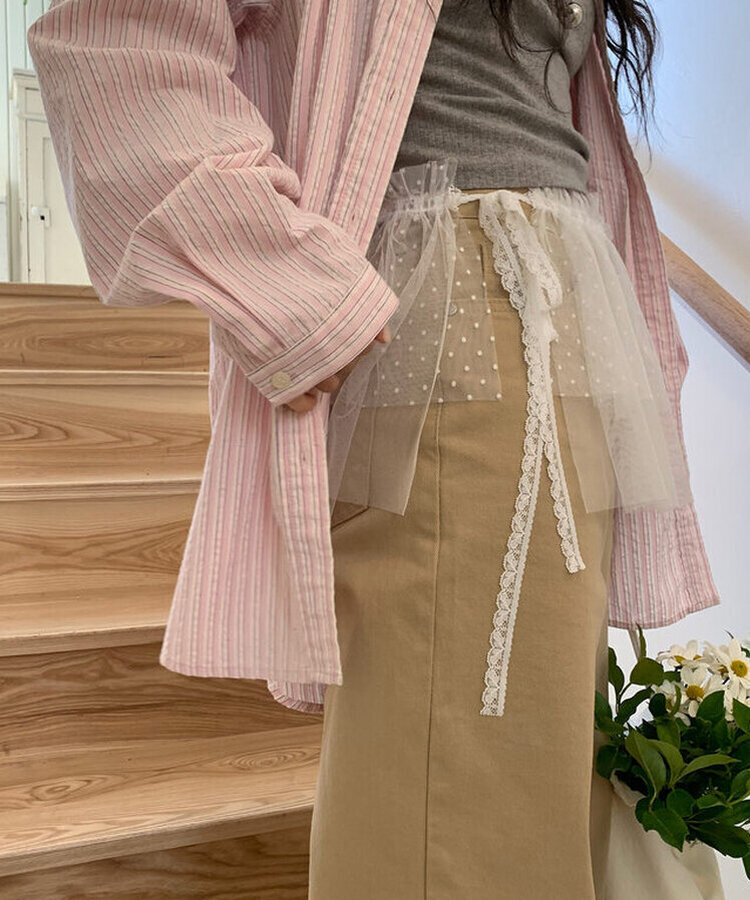レースレイヤードスカート IVORY