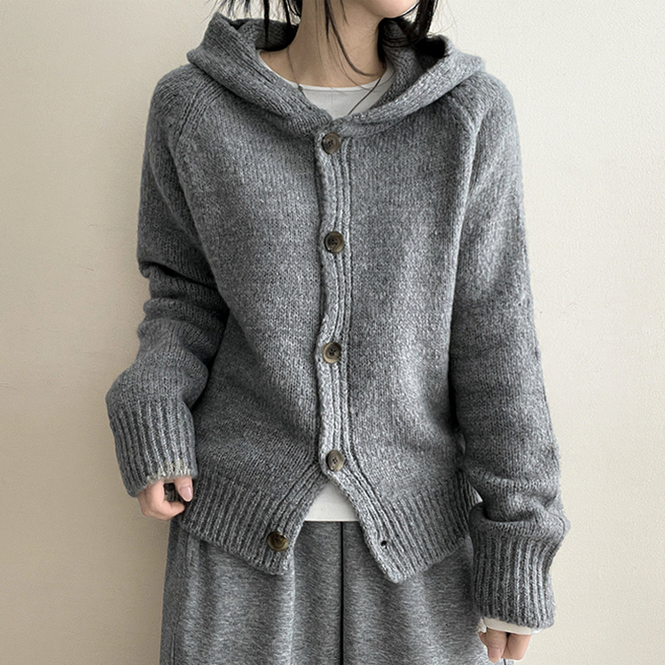 フードニットカーディガン(5color) GREY