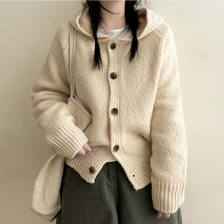 フードニットカーディガン(5color) IVORY