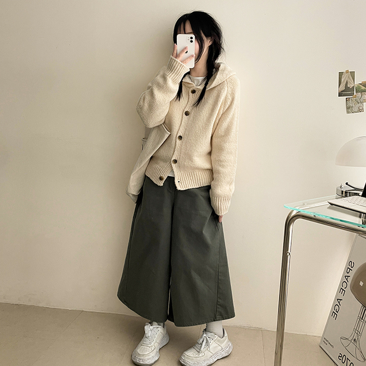 フードニットカーディガン(5color) IVORY