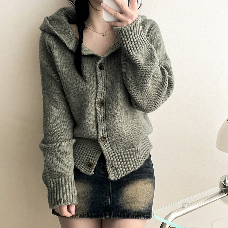 フードニットカーディガン(5color) MINT