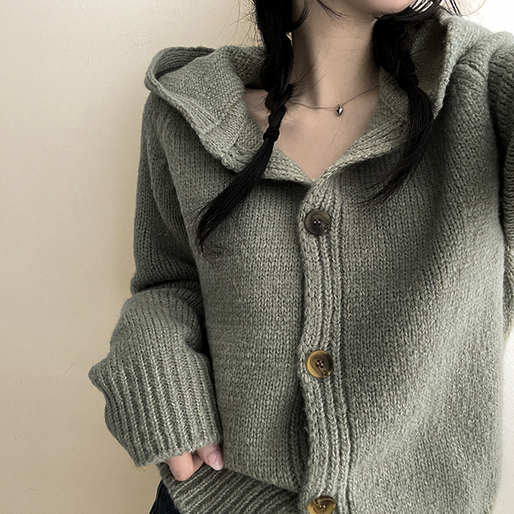フードニットカーディガン(5color) MINT