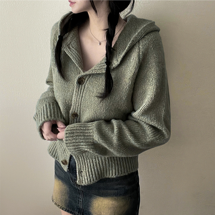 フードニットカーディガン(5color) MINT