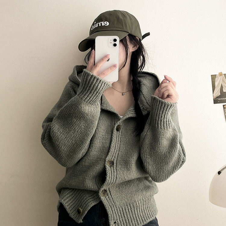 フードニットカーディガン(5color) MINT