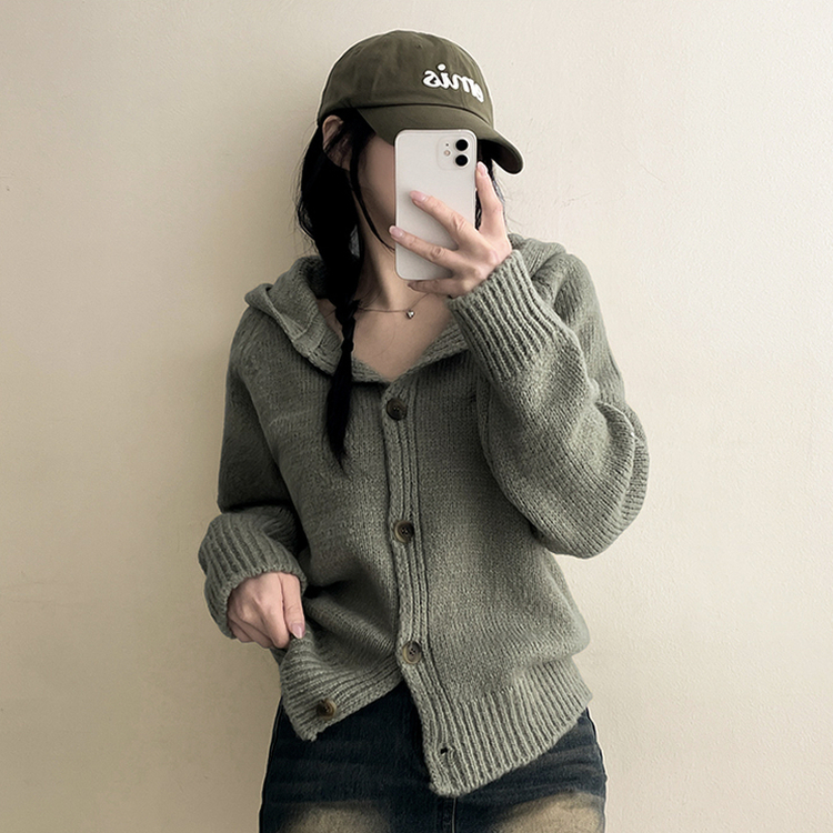 フードニットカーディガン(5color) MINT