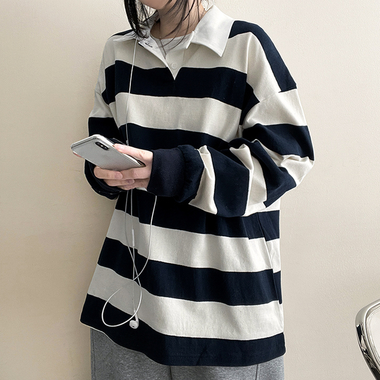 ストライプカラートレーナー(6color) NAVY IVORY