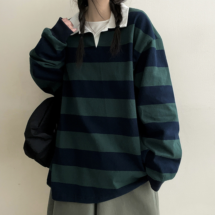 ストライプカラートレーナー(6color) Navy Green