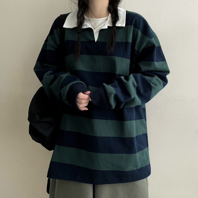 ストライプカラートレーナー(6color) Navy Green