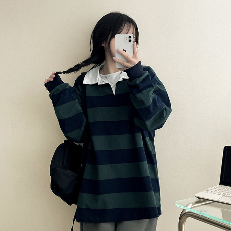 ストライプカラートレーナー(6color) Navy Green