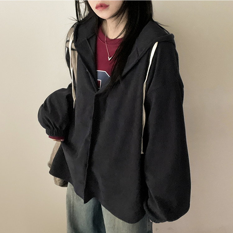 コーデュロイフードシャツ CHARCOAL