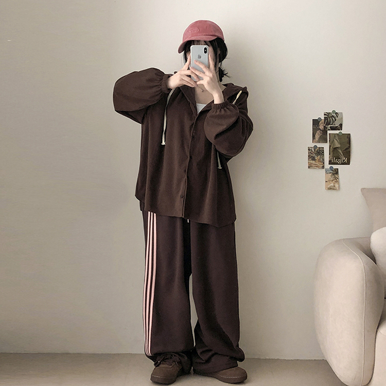 コーデュロイフードシャツ BROWN