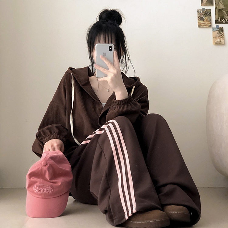 コーデュロイフードシャツ BROWN