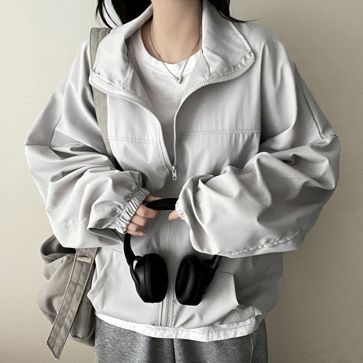 ロニーハイネックウィンドブレーカー GREY