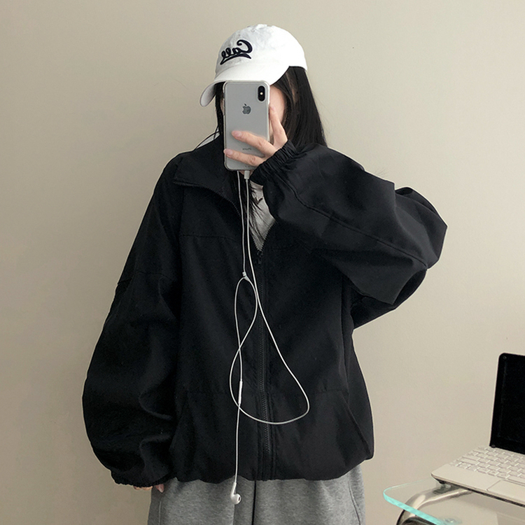 ロニーハイネックウィンドブレーカー BLACK