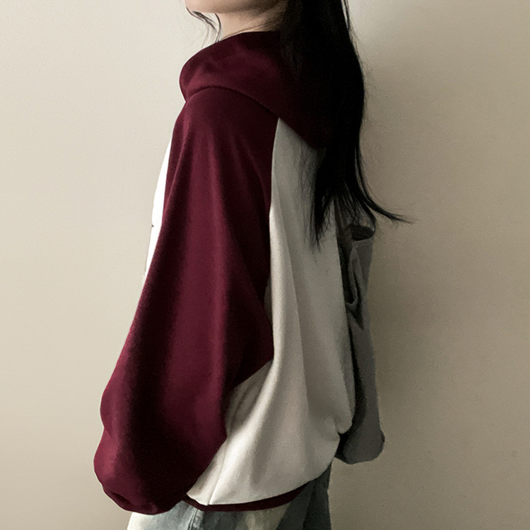 ラグランバイカラーフード IVORY
