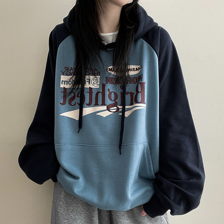 ラグランバイカラーフード SKY BLUE
