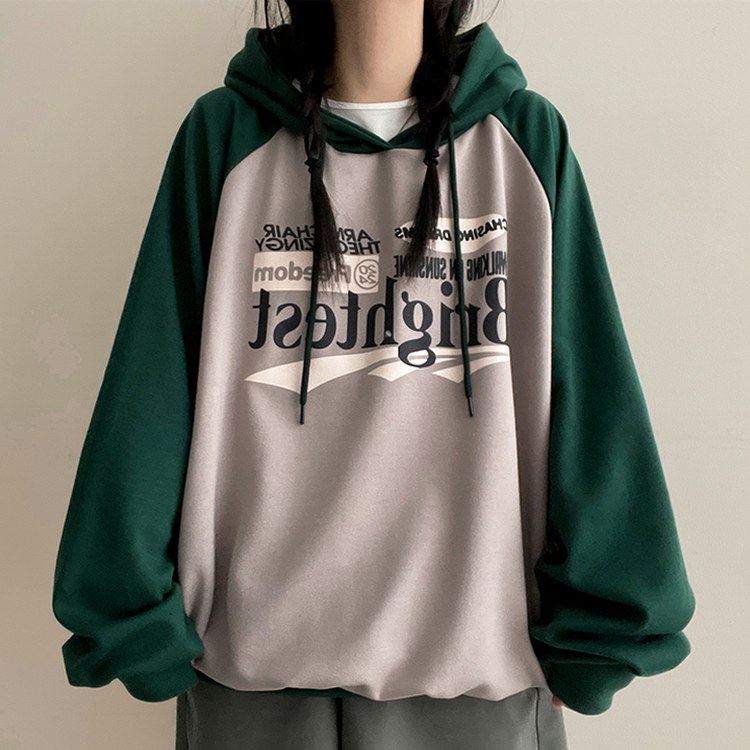 ラグランバイカラーフード LIGHT GRAY