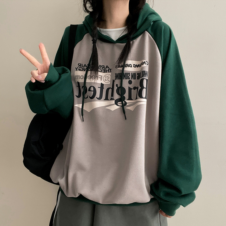 ラグランバイカラーフード LIGHT GRAY