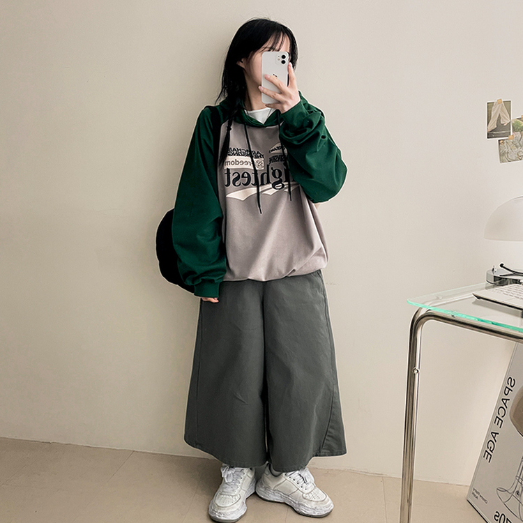 ラグランバイカラーフード LIGHT GRAY