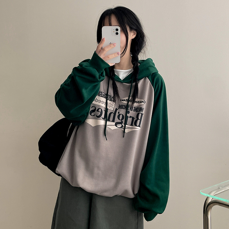 ラグランバイカラーフード LIGHT GRAY