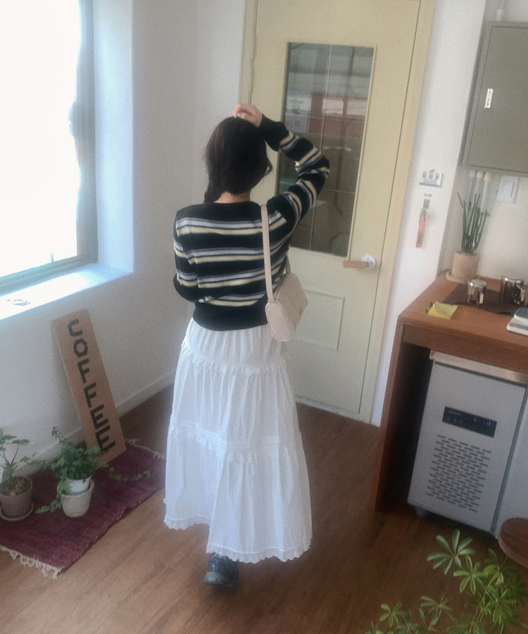 ティアードロングスカート WHITE