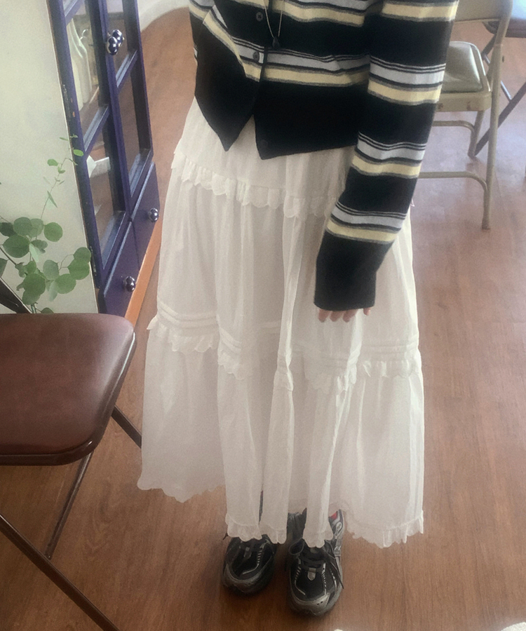 ティアードロングスカート WHITE
