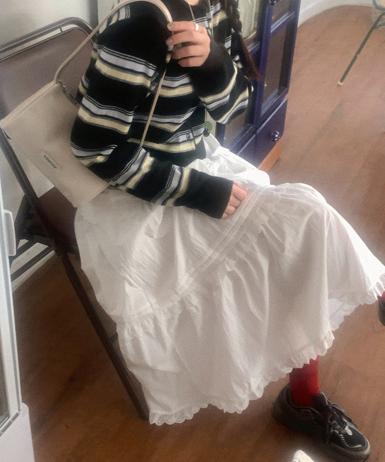 ティアードロングスカート WHITE