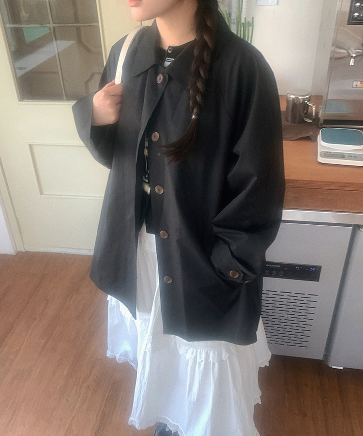 ロバンハーフトレンチコート BLACK