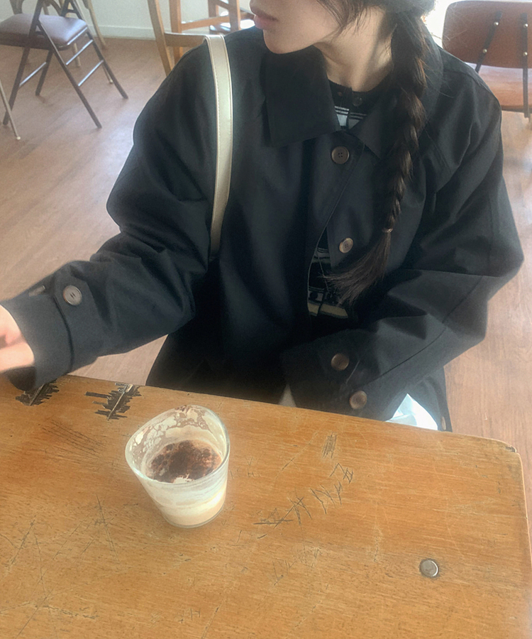 ロバンハーフトレンチコート BLACK