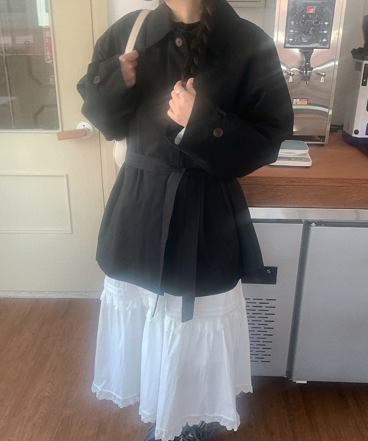 ロバンハーフトレンチコート BLACK