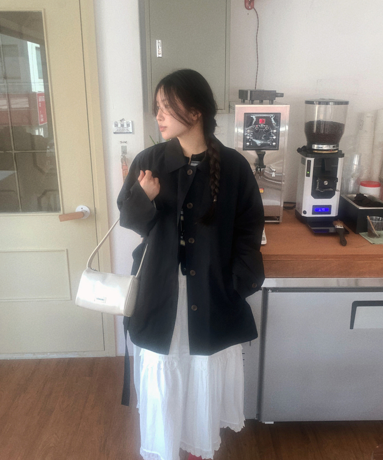ロバンハーフトレンチコート BLACK