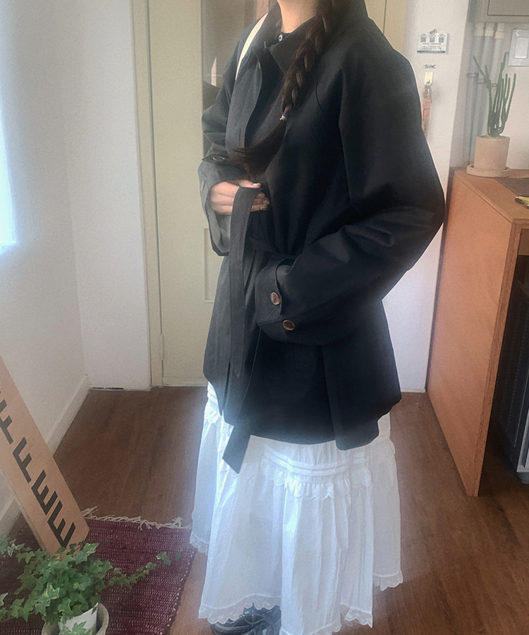 ロバンハーフトレンチコート BLACK