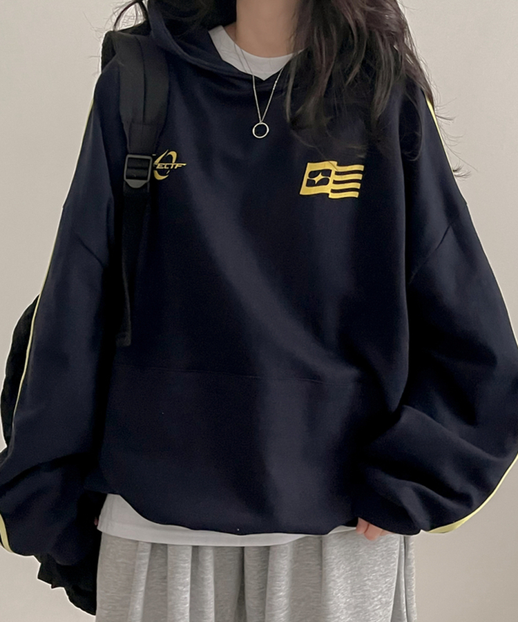 ラインオーバーフィットフード NAVY