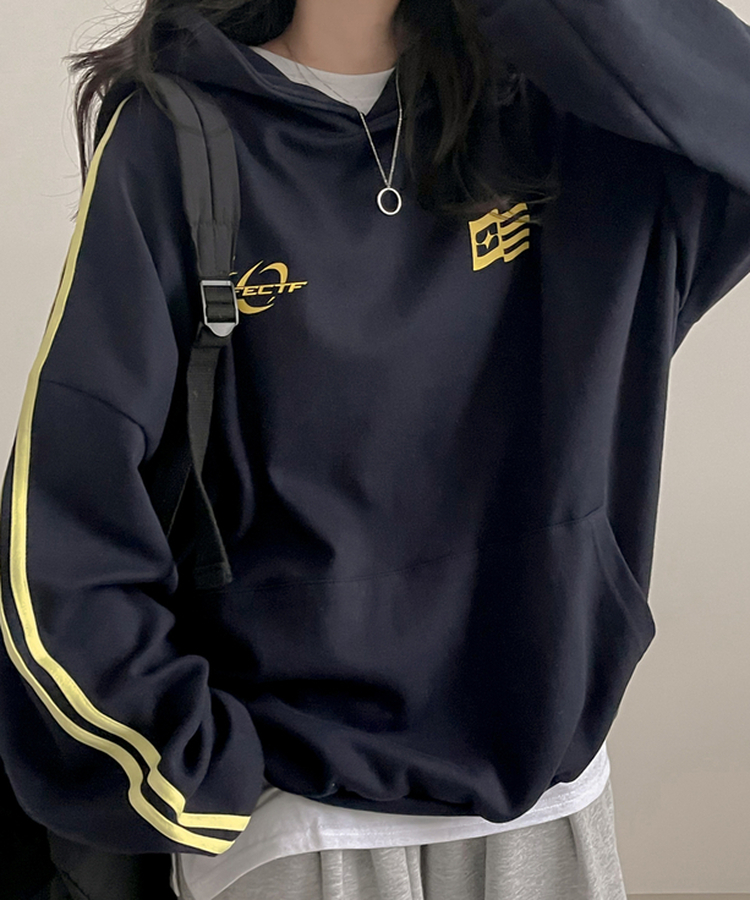ラインオーバーフィットフード NAVY