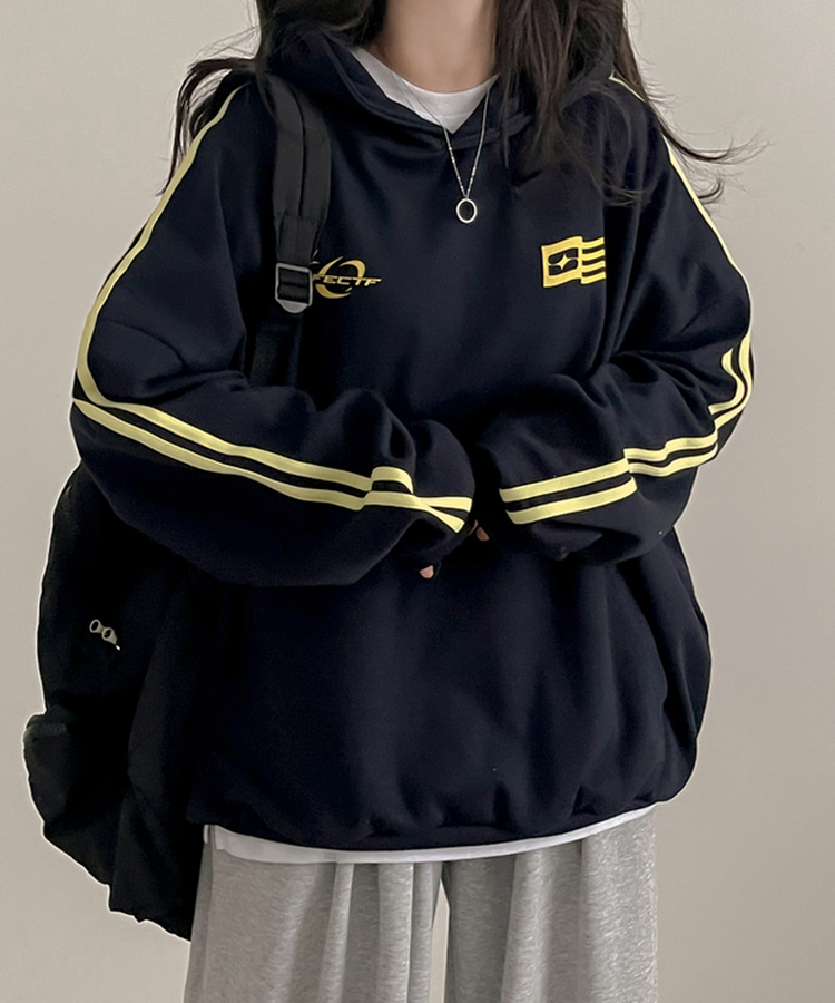 ラインオーバーフィットフード NAVY