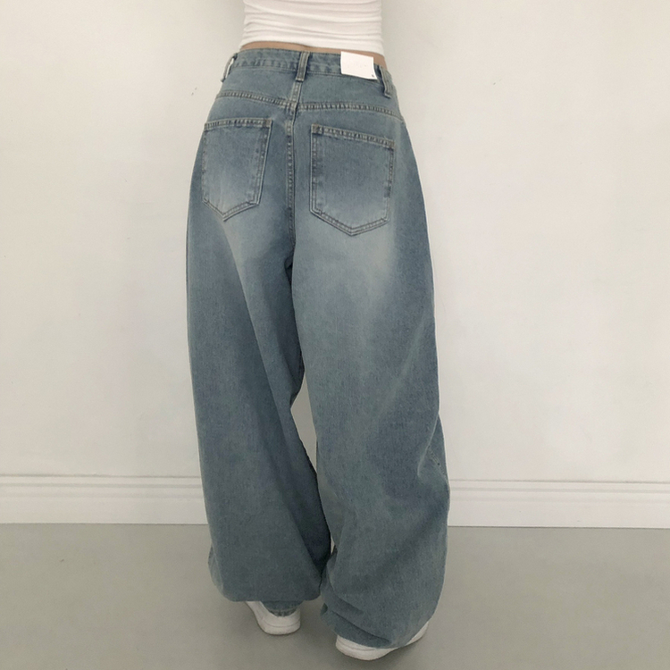 クロスバルーンワイドデニムパンツ LIGHT BLUE