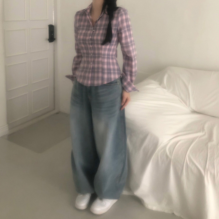 クロスバルーンワイドデニムパンツ LIGHT BLUE