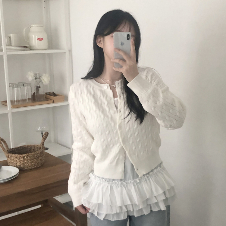 シャーリングフリルレイヤードキャミソール WHITE