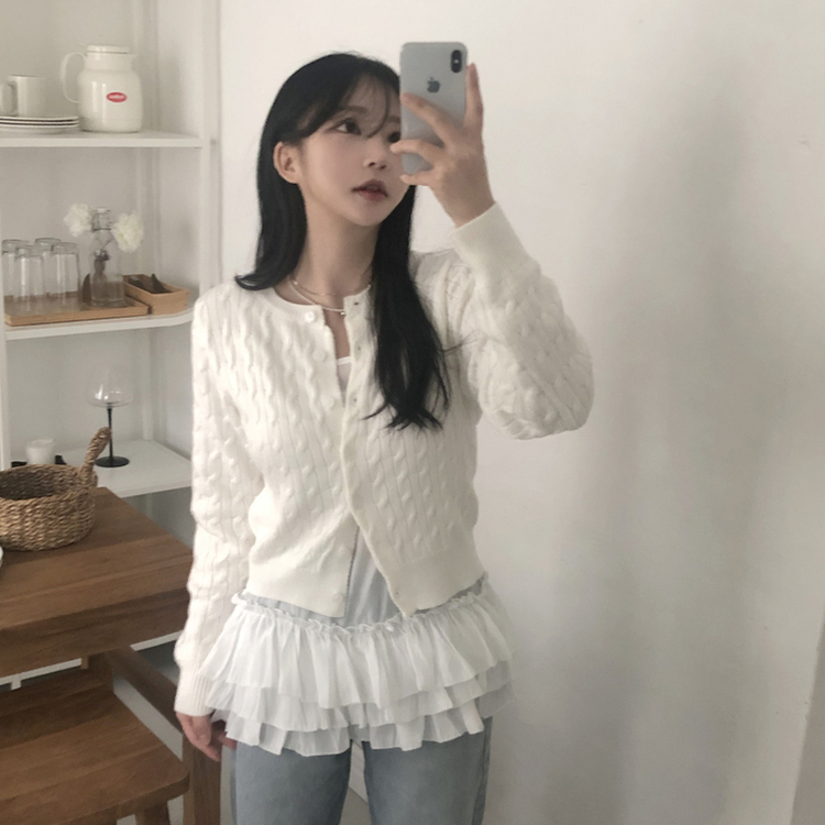 シャーリングフリルレイヤードキャミソール WHITE