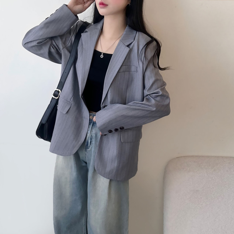 ストライプツーボタンジャケット LIGHT GRAY