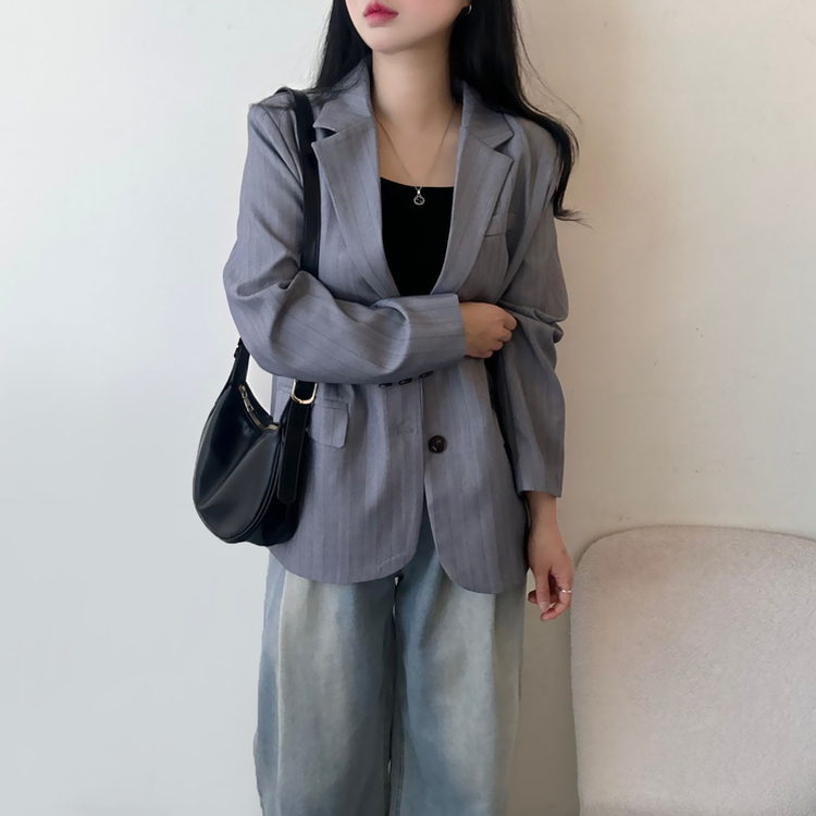 ストライプツーボタンジャケット LIGHT GRAY