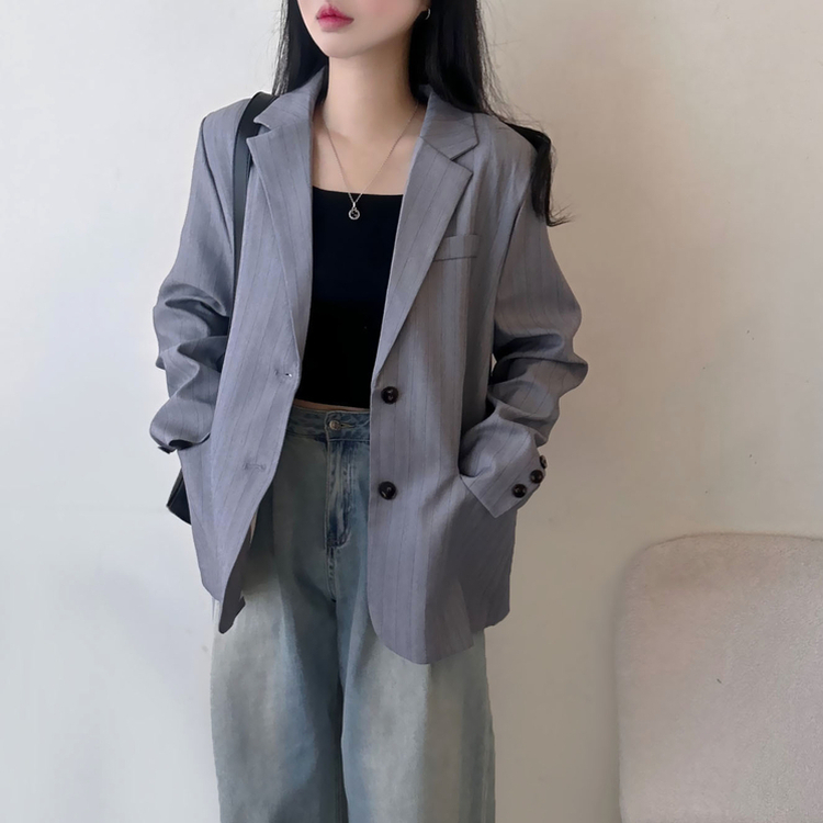 ストライプツーボタンジャケット LIGHT GRAY