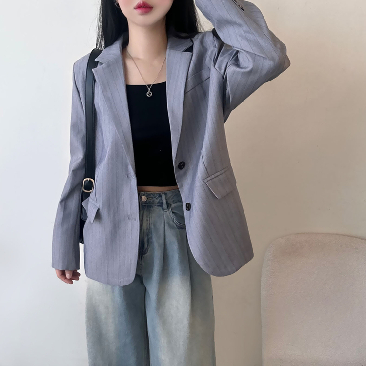 ストライプツーボタンジャケット LIGHT GRAY